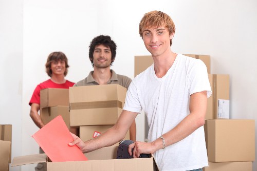 Securely packed items inside a moving van